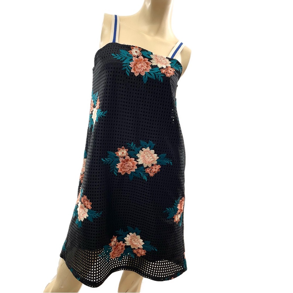 Zara- embroidered floral mesh mini dress- small